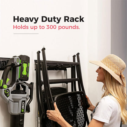 TIDYME Garage Tool Organizer Wall Mount - 64 inches - Sturdy Storage Rack with Adjustable Hooks, Anti-Rust - Easy Installation, 400lbs Capacity - Garden Tool Organizer (04 Racks & 08 Hooks)