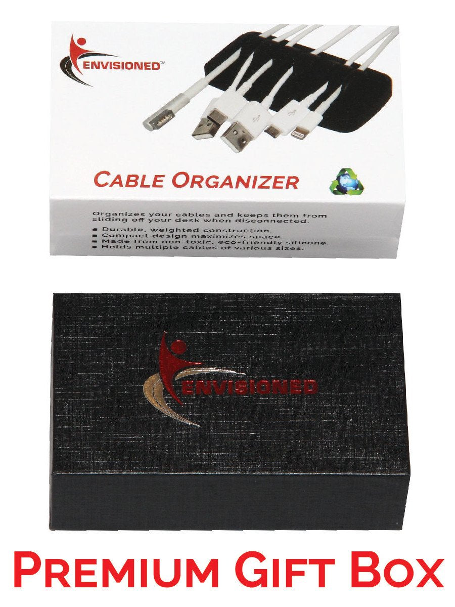 Heaviest Cable Organizer on The Market! Compact and Weighted Desktop Cord Holder and Cable Organizer, Eco-Friendly Silicone, No Bad Smell, Bundled with 4 Reusable Cable Ties! (Black)