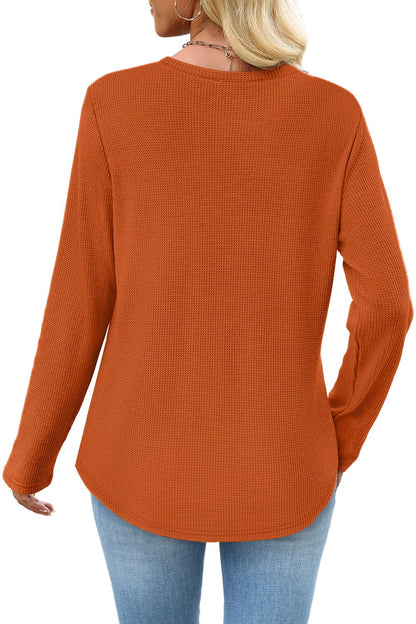 WIHOLL Long Sleeve Shirts for Women Waffle Knit Trendy Fall Fashion 2025 Dressy Casual Blouses Teacher Outfits