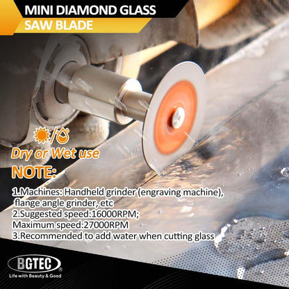 BGTEC Diamond Mini Glass Cutting Saw Blade - 5PCS 2" (50MM) Tile Cutting Discs with 5/8"-11 Thread Flange for Glass Jade Crystal Wine Bottle Tile