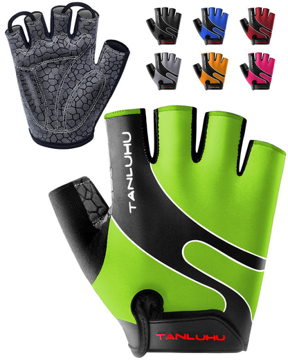 Tanluhu Cycling Gloves - Mountain Bike Half Finger Road Riding Gloves, Breathable, Shock-Absorbing, for Men and Women