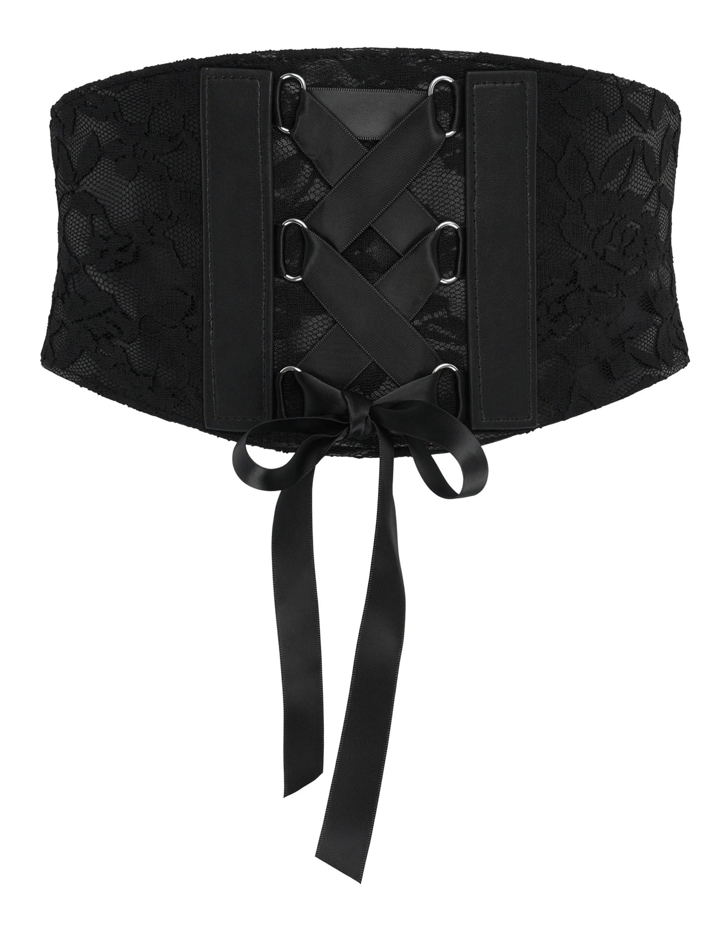 BlackButterfly 5.5 Wide Corset Waspie Elastic Lace Belt (Black, S)