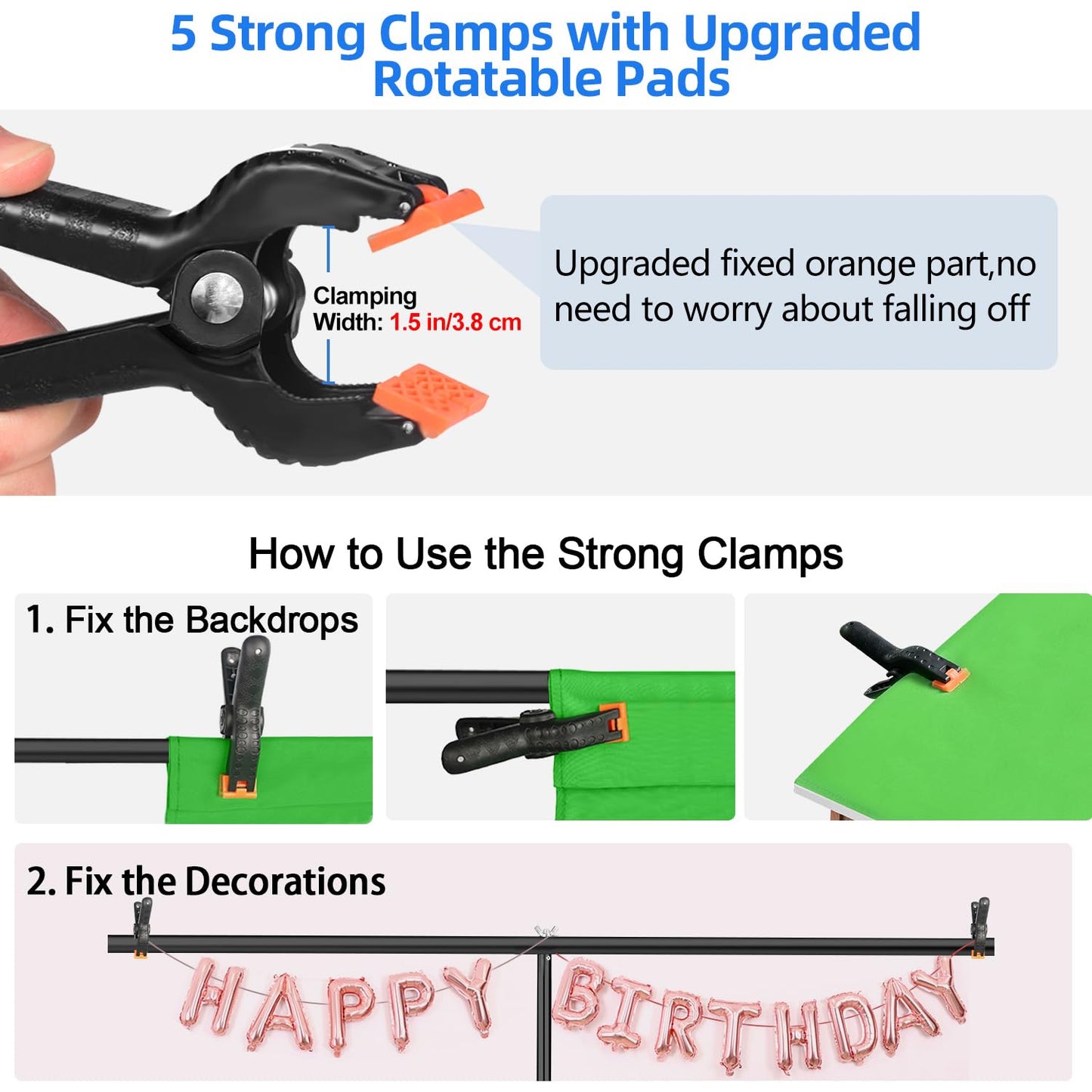 HEMMOTOP 7x5 ft(HxW) Green Screen Stand Kit, 6.5x5 ft Green Screen Backdrop with Stand for Streaming, Gaming, Zoom, Portable Greenscreen Background Kit with Clips & Carrying Case