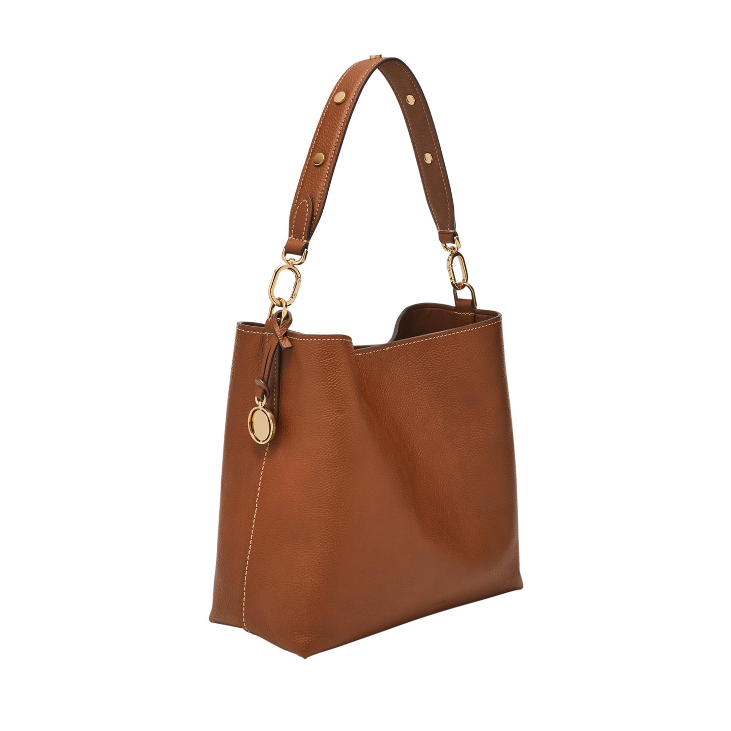 Fossil Women's Jessie Leather Bucket Shoulder Bag Purse Handbag, Purse for Women, Medium Brown