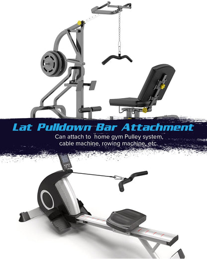 19” LAT Pull Down Bar Attachments, Cable Attachments for Gym, LAT Pullown Bar for Cable Machine Attachment, LAT Bars with Rubber Handgrips for Home Gym Training Tricep Back Muscles
