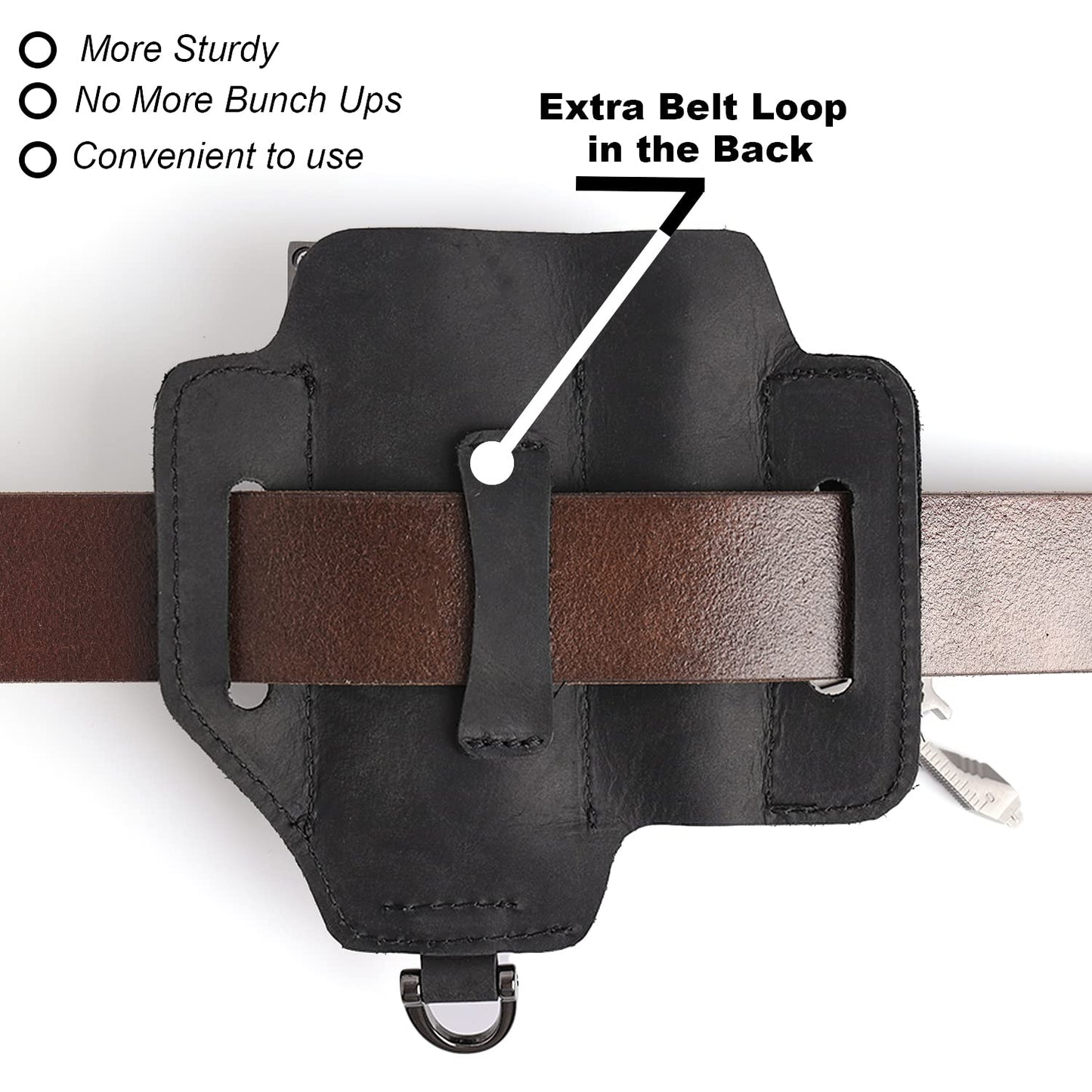 Topstache Leather Multitool Sheath,EDC Belt Organizer for Work and Daily Use,Leatherman Sheath,EDC Pocket Organizer for Flashlight and Multitool,Gifts for Men,Leather Sheath for Multitool,Black
