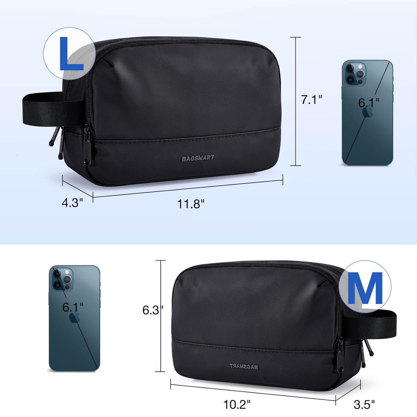 BAGSMART Large Toiletry Bag for Men, Valentines' Day Gifts Travel Organizer Hanging Dopp Kit Water Resistant Shaving Bag for Bathroom Shower, Toiletries Accessories,Travel Essentials, Black-Large
