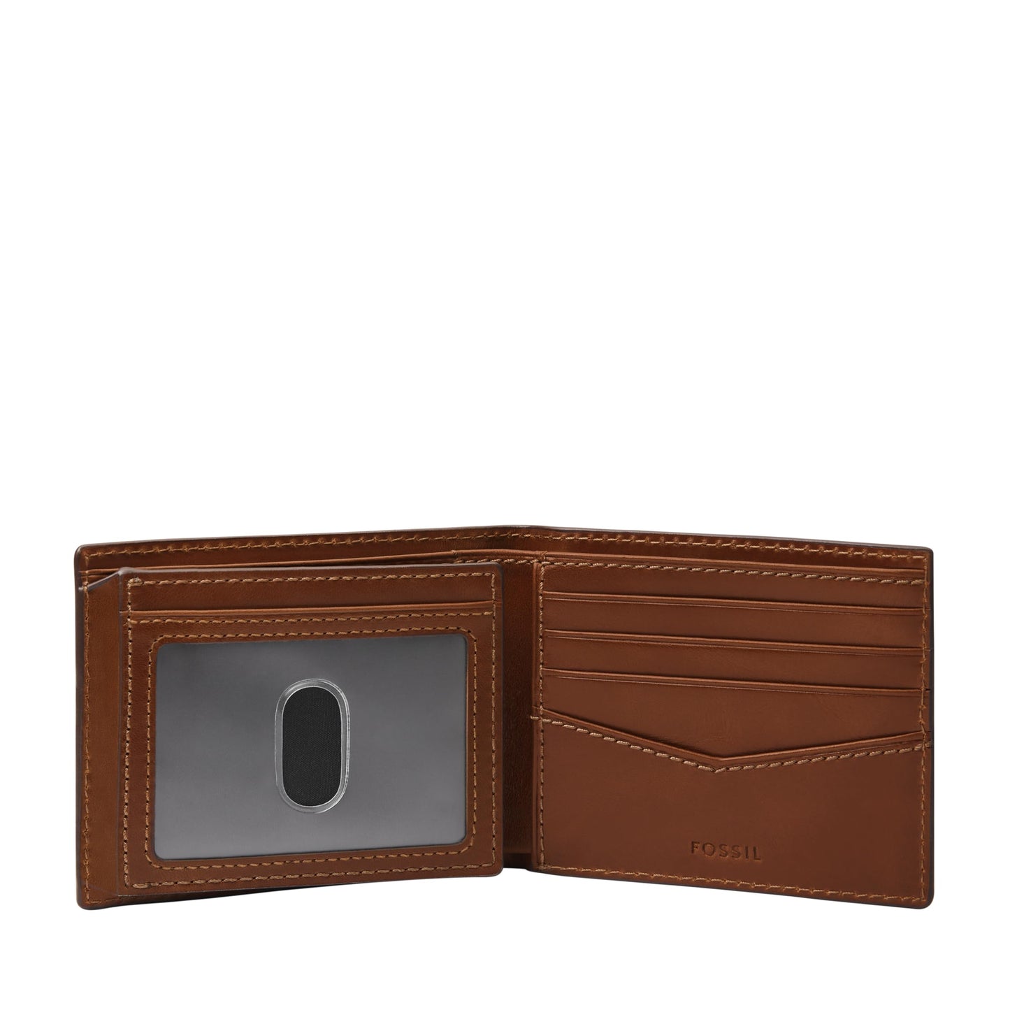 Fossil Men's Bifold Leather Wallet, Hayes Leather Bifold with Flip ID Wallet for Men, Brown