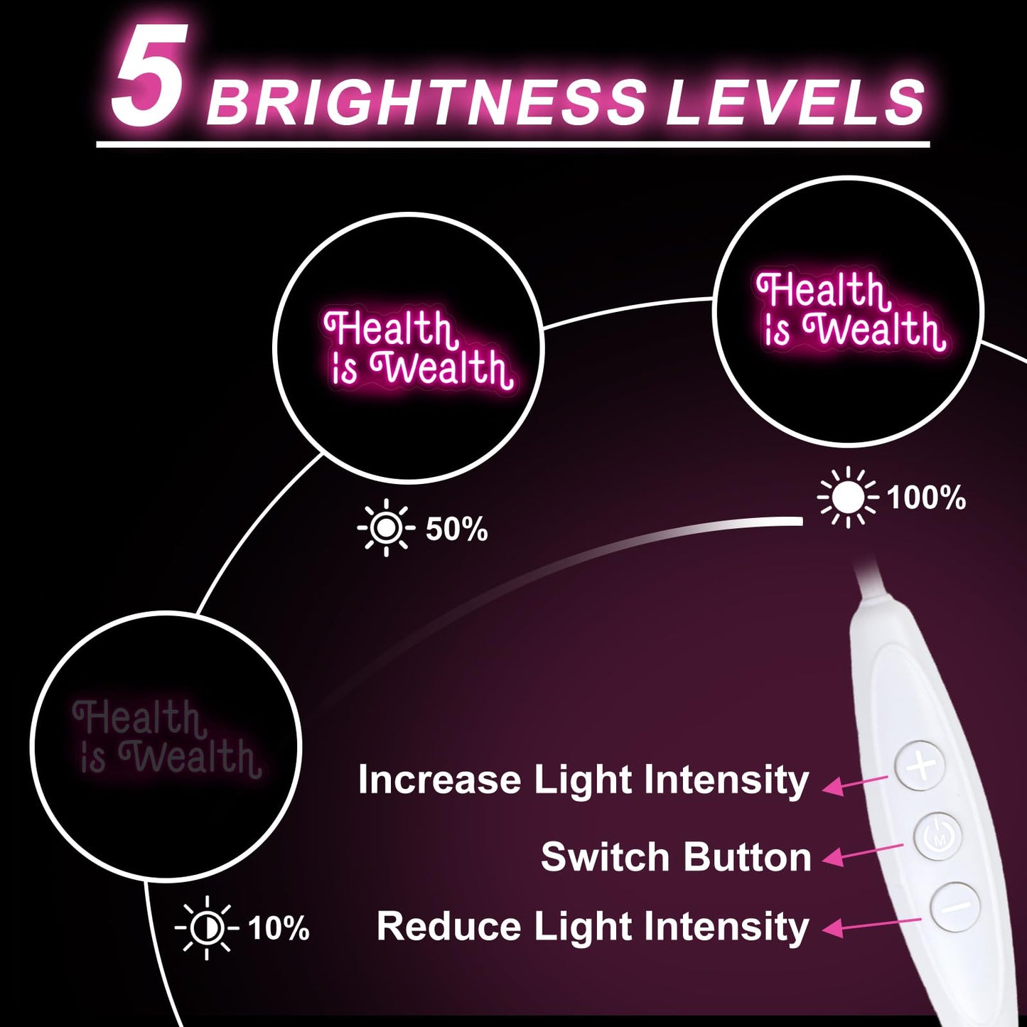 Health is Wealth Neon Sign,Health Decor Light,Fitness Club Decor,Gym Led Wall Decor,Inspirational Quote Sign,Health Gift,Mother's Day gift, Encouraging Light, Pink Led light for Bedroom, Club, gifts For Women