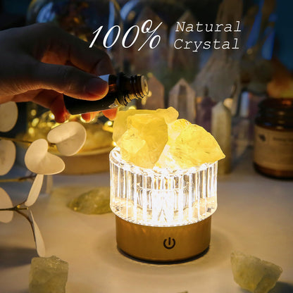 MYDAYS&DESIGN Yellow Crystal Lamp Natural Citrine Lamp, LED Light Dimmer with 3 Levels Cordless, Rocks Lamp Night Light Rechargeable for Room Home Decor Relaxation Ambiance (Yellow)