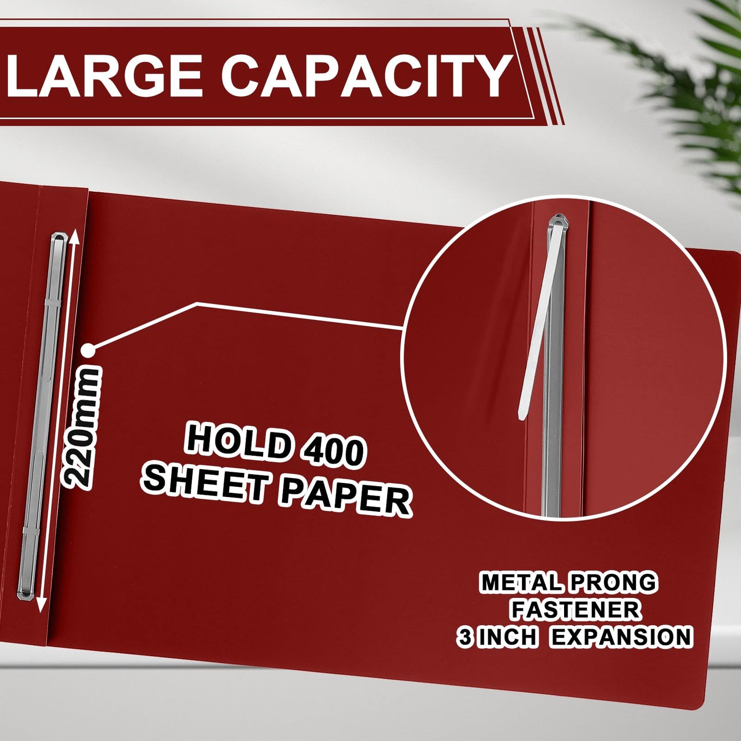 gisgfim 40 Pcs 11'' x 17'' Pressboard Report Cover 3" Capacity Metal Prong Paper Fastener with Compressor Presentation Binder Folder to Neatly Bind Reports Proposals Transcripts Document (Red)