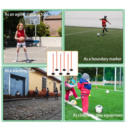 ASENVER Orange Soccer Agility Poles Set Detachable Sports Trainning Speed Pole Slalom Poles with Rubber Base Sport Traning Equipment (4.9 FT, Pack of 6)