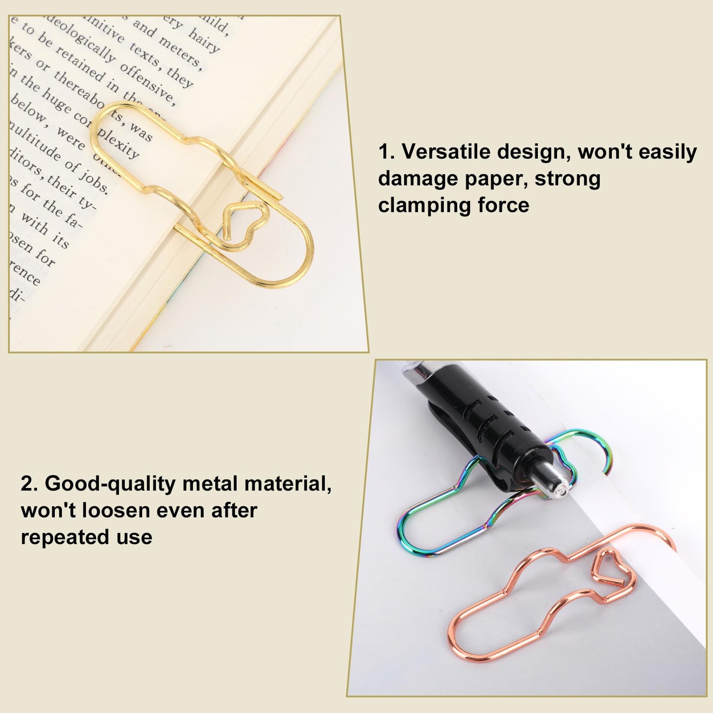 Fukaisu 30pcs Metal Pen Clips for Notebooks, 2 Styles Colorful Paperclip Pen Loop Holders Study Stationery Accessories for Book Journals Planners Office & School Supplies