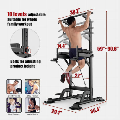 Tappio Power Tower Pull Up Bar for Home Gym, Multi Functional Pull Up Bar Stand Dip Bar Station, Adjustable Height Workout Dip Station Strength Training Fitness Equipment