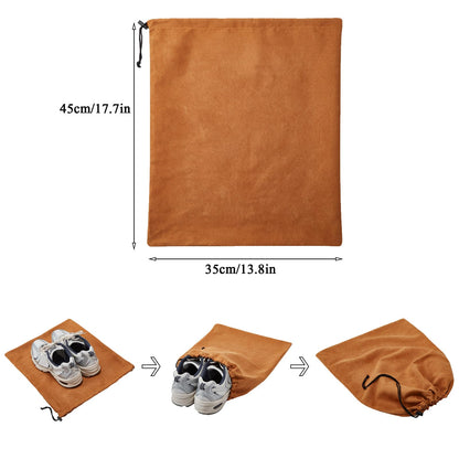 LAKE OF FIRE 4-Piece Travel Shoe Bags for Packing, 17.7" x 13.8" Dustproof Shoe Bags with Drawstring Closure,Washable & Reusable(Brown)