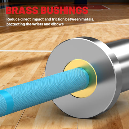 PAPABABE 5LB Mini Barbell Bar 4ft Technique Training Barbell For Beginner Women kid 2-inch Plate Barbell for Home Gym Fitness Blue-Silver