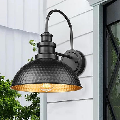 Casia Outdoor Farmhouse Barn Lights, Rustic Outdoor Wall Sconce, Exterior Wall Lights, Front Door Mounted Lighting Fixture,Vintage Gooseneck Lighting (Black, 4 Pack)