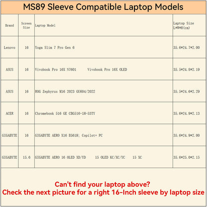 Smatree MS89 Hard Protective 16 inch Laptop Sleeve Case Compatible for Lenovo Yoga 7 Pro, ASUS ROG Zephyrus M16/Vivobook Pro 16X, ACER Chromebook 516, GIGABYTE AERO 15/16/X16