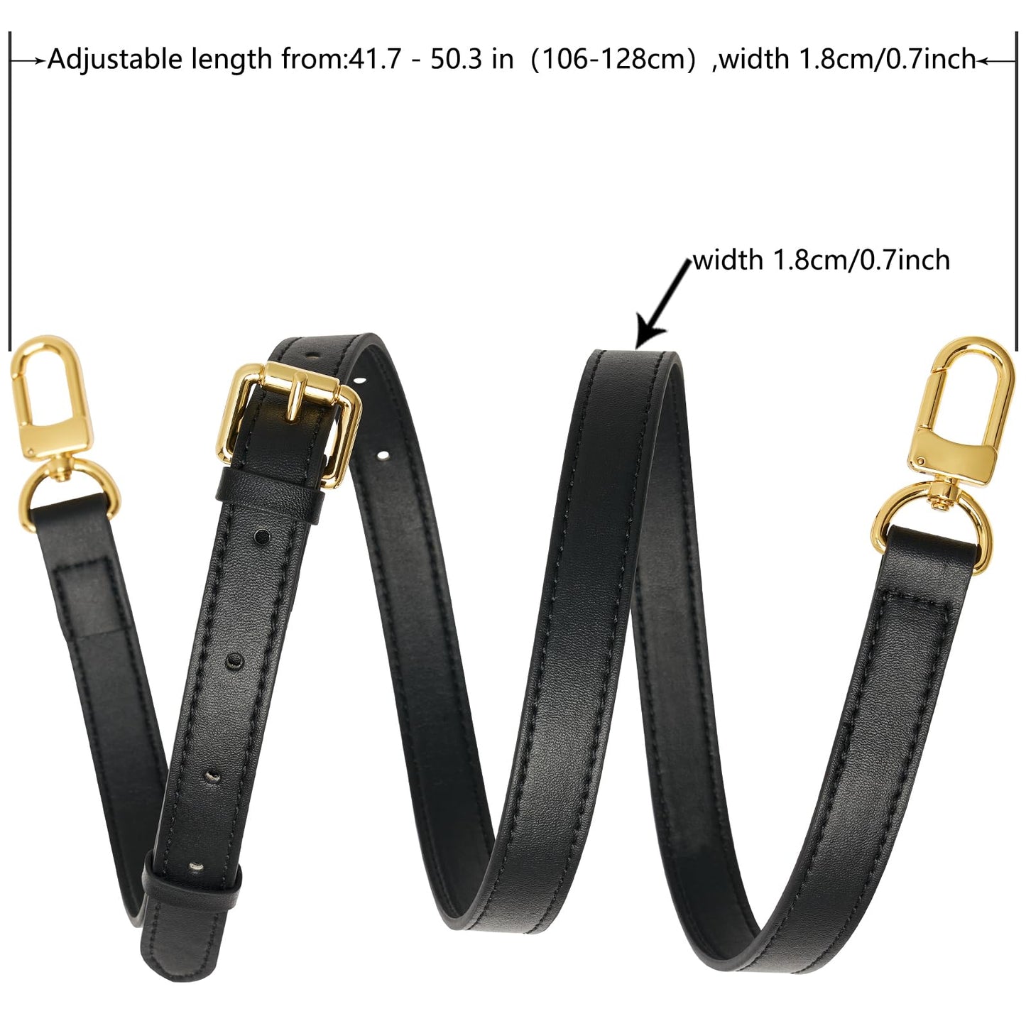 RICLVS Genuine Vachetta Leather Crossbody Strap Genuine Leather Adjustable Replacement Strap for Shoulder Bag Handbag Purse (Black)