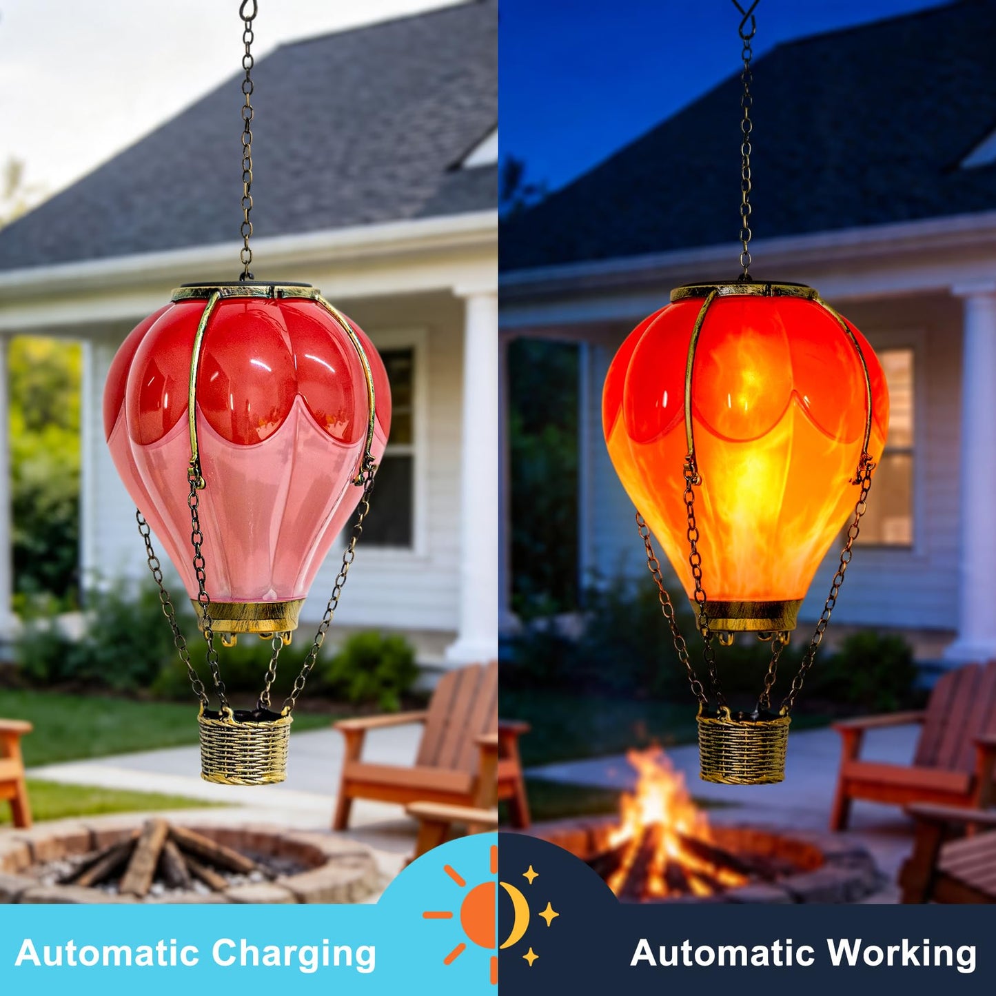 Hot Air Balloon Solar Lantern Outdoor Waterproof, Solar Powered Light for Garden Patio Yard Pathway Porch, Gift for Mom Grandma Women – Pink (1 Pack)