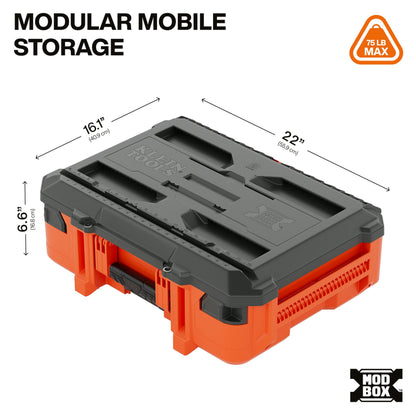 Klein Tools 54300MBX MODbox Small Tool Box, Heavy Duty Organizer with Removable Tray, Water and Debris Resistant, Stackable Module