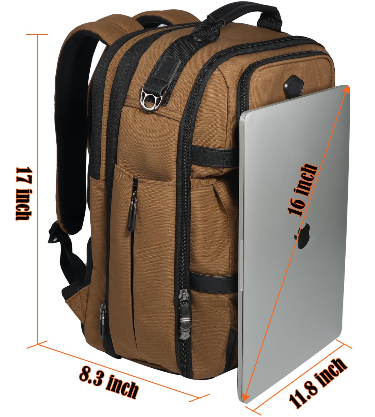 WELKINLAND 20-Pockets Travel Backpack, Carry-On luggage backpacks, 16-Inch laptop backpack for men, Expandable backpack with trolley sleeve, Travel backpack with shoe compartment