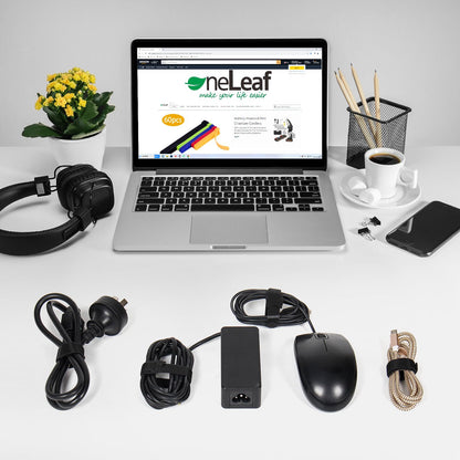 OneLeaf 80PCS Reusable Cable Ties, Black Adjustable 6-Inch Cord Organizer Ties, Multi-purpose Hook Loop Cable Management Wire Ties for Organizing Home, Office, Data Centers