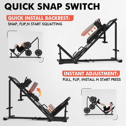 GMWD Leg Press Hack Squat Machine Combo, Professional Adjustable Leg Press Machine for Home Gym with Linear Bearing, Hack Squat Machine with Weight Storage, Leg Machine for Full Lower Body Workout