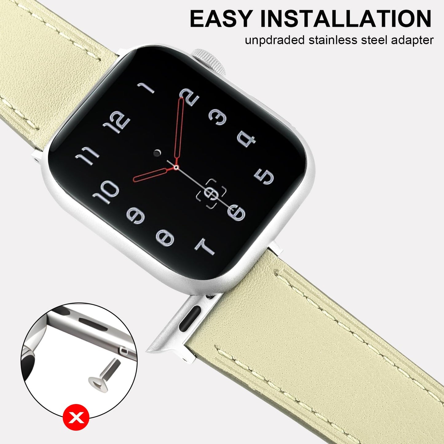 Italy Genuine Leather Bands Women Men Compatible with Apple Watch 38mm 41mm 40mm 42mm 44mm 45mm 46mm 49mm, iWatch Straps Smartwatch Replacement Band for Ultra SE 3/2/1 Series 11 10 9 8 7 6 5 4 3 2 1