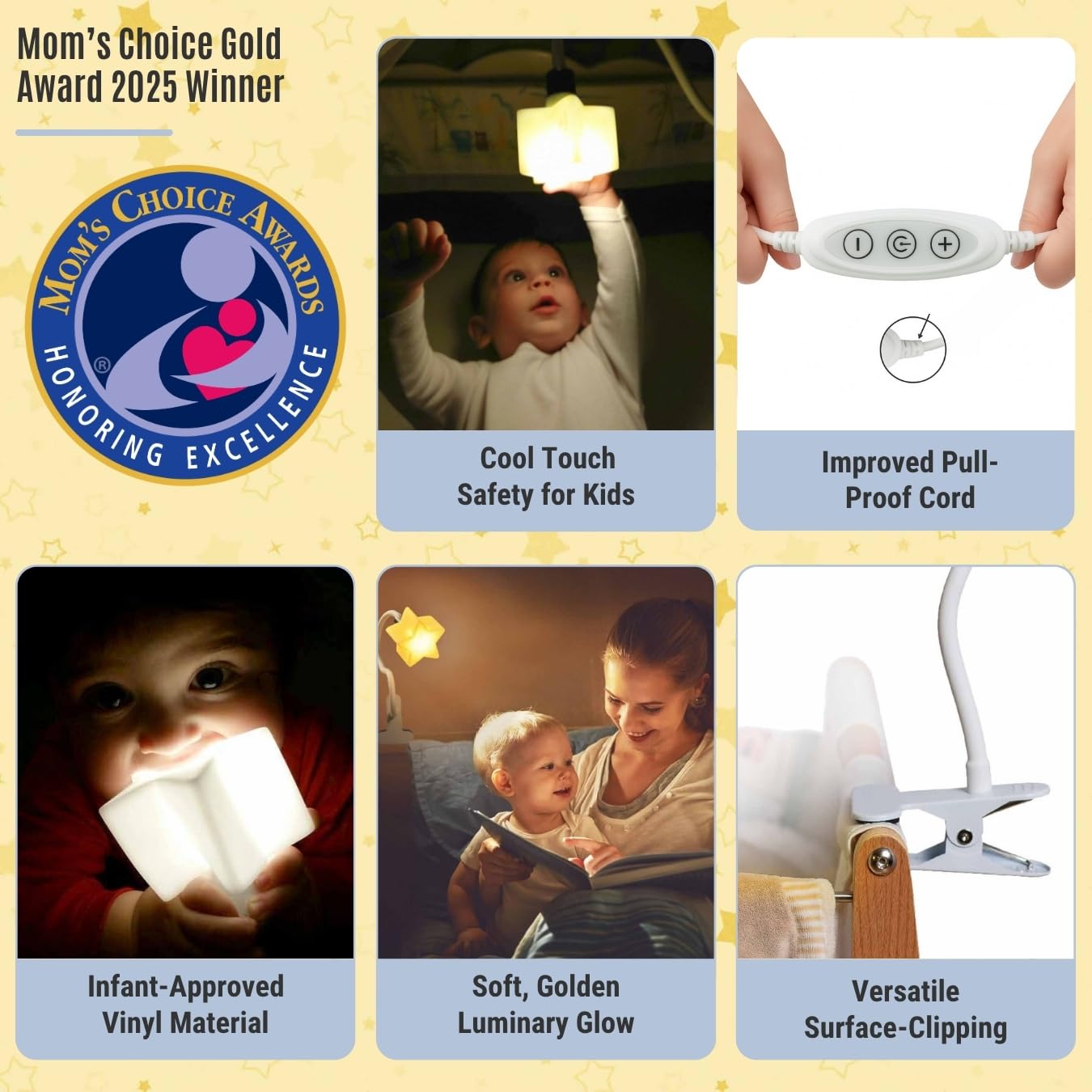 Ergojojo LED Clip On Star Light, Warm & Dimmable Desk Light, Reading Night lamp Newborn Essential for Bedside Bassinet, Nursery Decor, Ideal Baby Gift for Kids Visit the Store