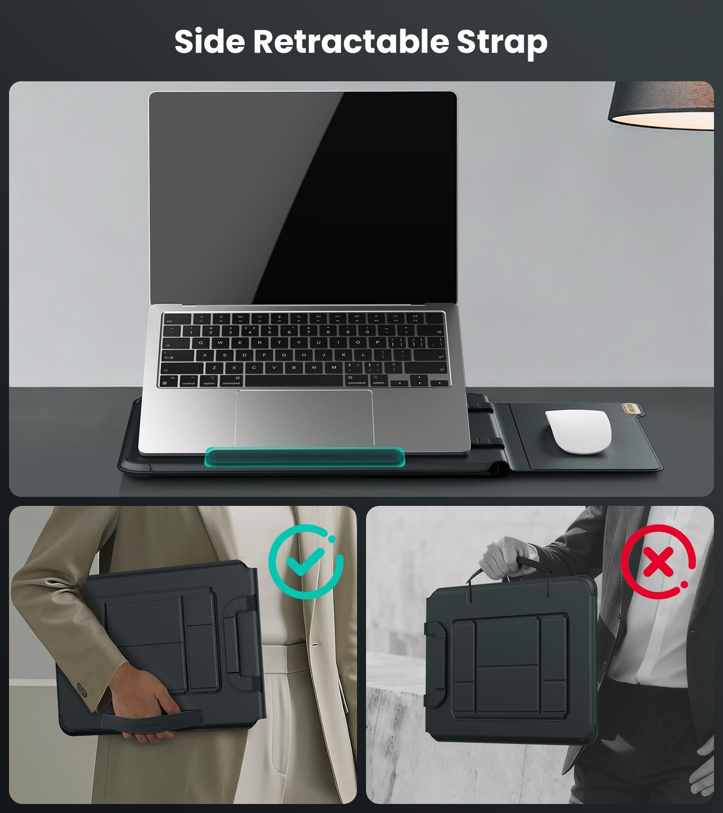 Nillkin 16 inch Laptop Sleeve with Handle (4-in-1), 2 Stand Modes, MacBook Sleeve with Adjustable Stand & Mouse Pad, Slim Laptop Case 16 inch for Samsung/Surface/HP/Chromebook/Dell 13-16'', Black