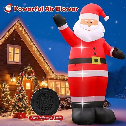 FunFanso 12 FT Giant Christmas Inflatable Santa Claus Outdoor Decoration, Cute Santa Tilting His Head and Waving Hand, Outside Waterproof Xmas Decor for Lawn Yard Patio Garden Holiday Party Porch Home