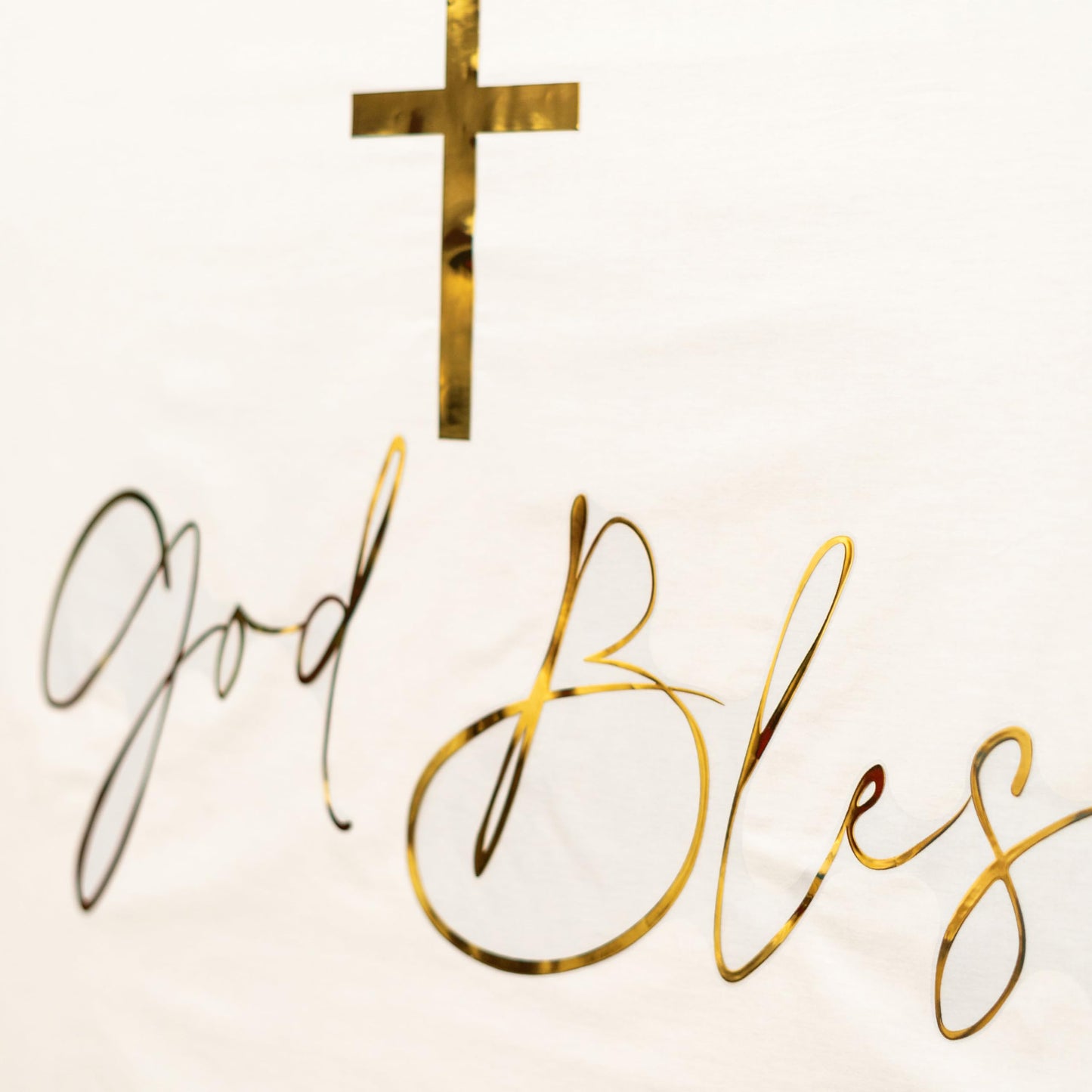 Caption God Bless Decal - Golden Baptism First Communion Party Decorations, God Bless Baptism Balloon Arch Decal for Boys Girls