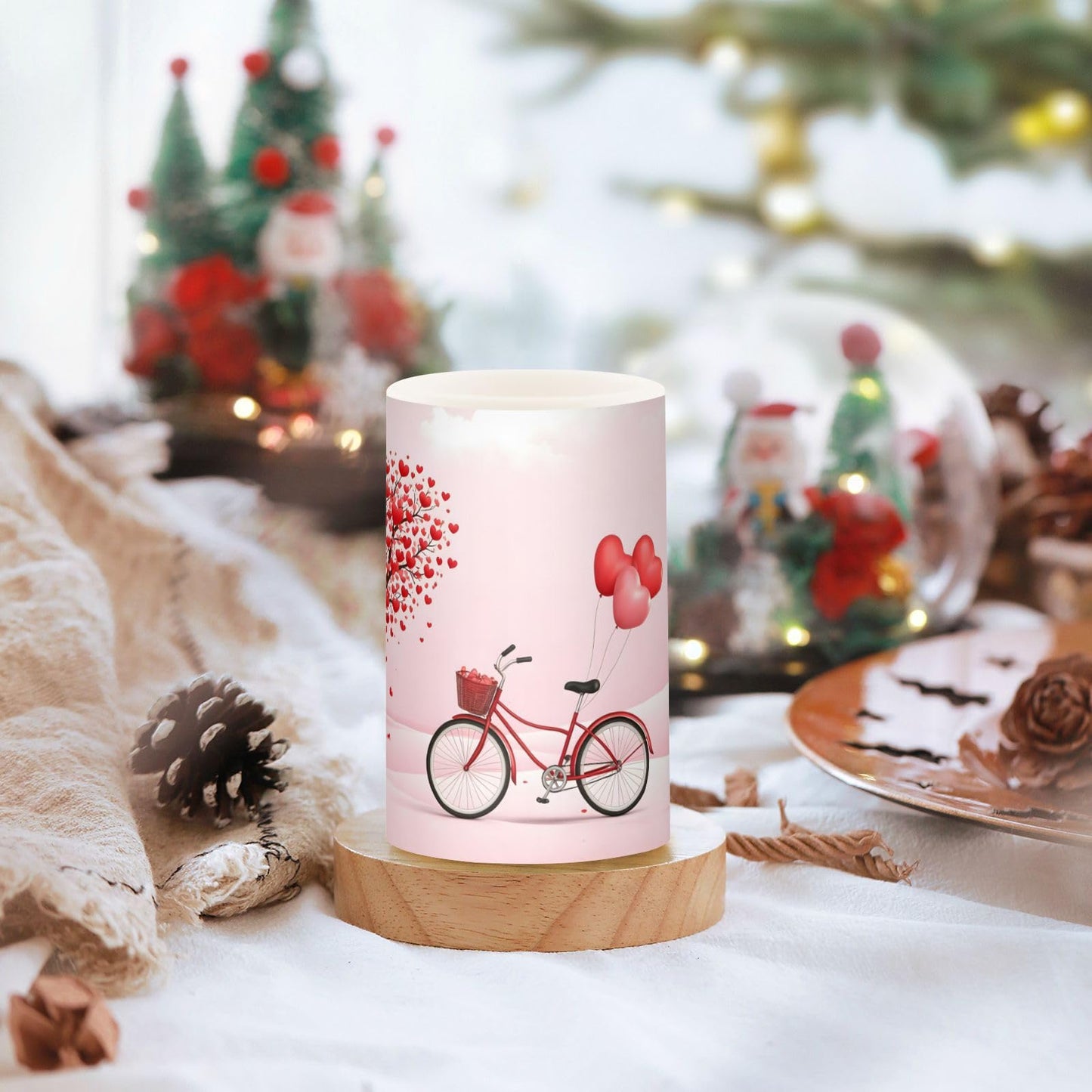 ALAZA Pink Heart Shaped Tree Flickering Flameless Candles Battery Operated with Remote Timer,Tea Light Candles LED Pillar Votive Candles Set of 2 for Outdoor Indoor Decorations