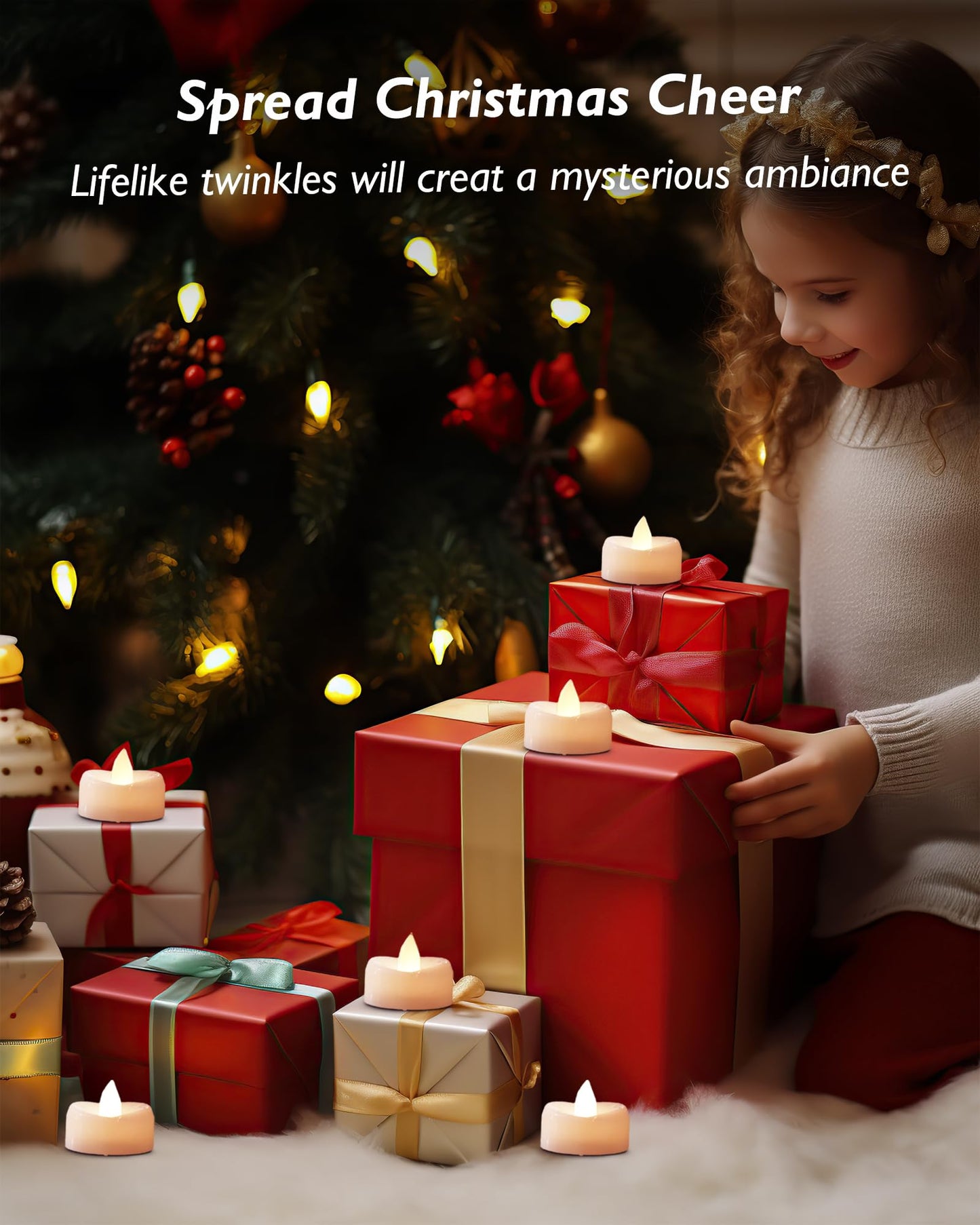 merrynights Remote Candles, 24PCS Flameless Tea Lights Candle Battery Operated with Timer, 400+Hours Remote Control LED Tea Lights Votive Candle - 1.5'' D X 1.25'' H- Warm White Light