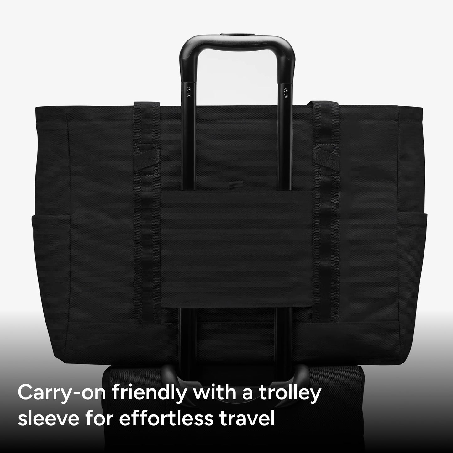 Halfday Convertible Garment Tote: 2-in-1 Travel Tote & Garment Bag, Carry-on for 1-2 Day Trips (16” Laptop Pocket, Shoe Compartments, Trolley Sleeve), Water-Resistant Ballistic Nylon, Jet
