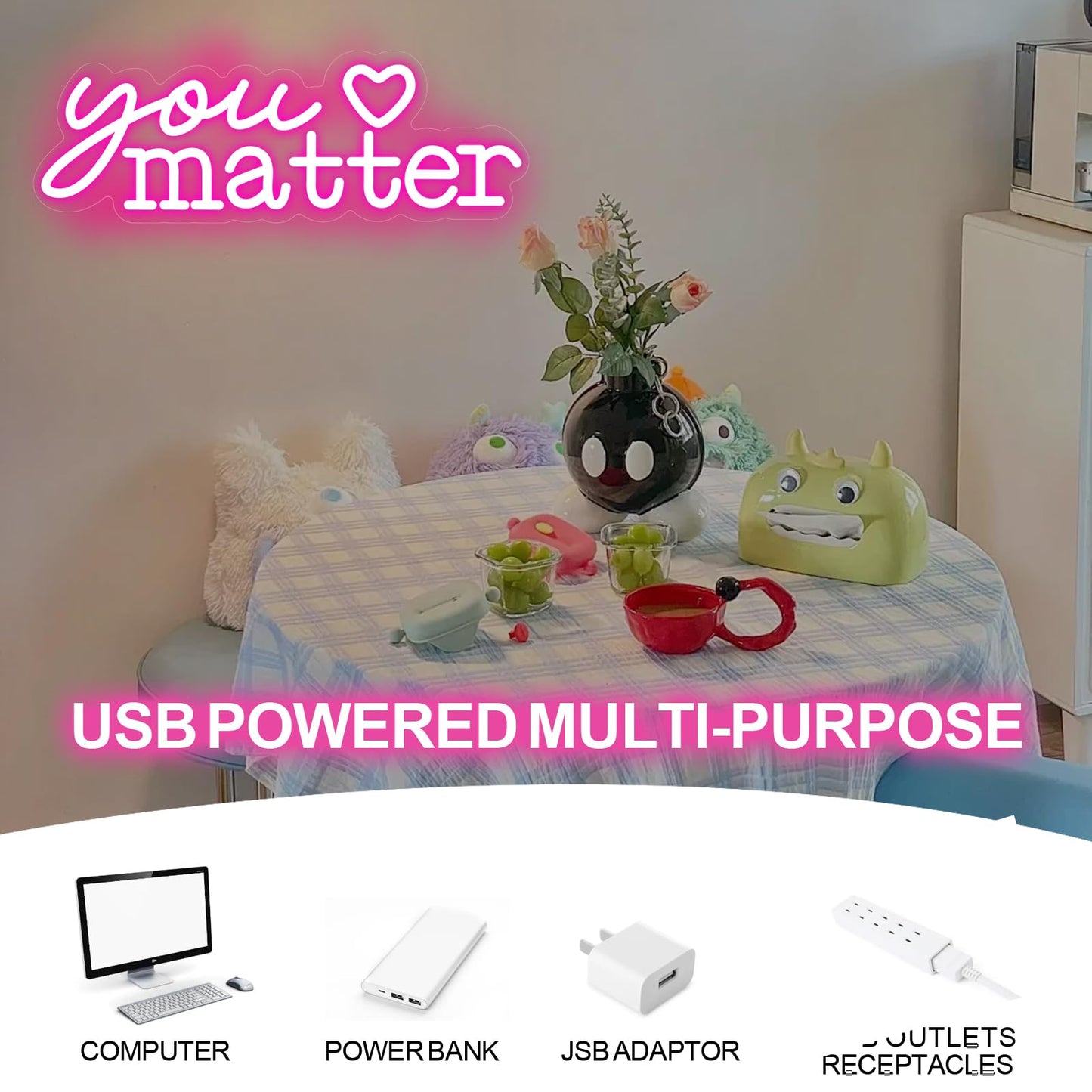 You Matter Neon Sign for Wall Decor, Positive Affirmation Art, Classroom Office Decor, Gift for Teacher, Encouraging Light, Pink Led Light for Bedroom, Club, Gifts For Birthday, Christmas Party Girls Gift