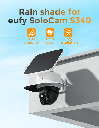 Eufy Security Rain Shade Cover for SoloCam S340 Solar Camera – UV, Rain, Snow & Dust Protection, Easy Install, Not Compatible with SoloCam E30
