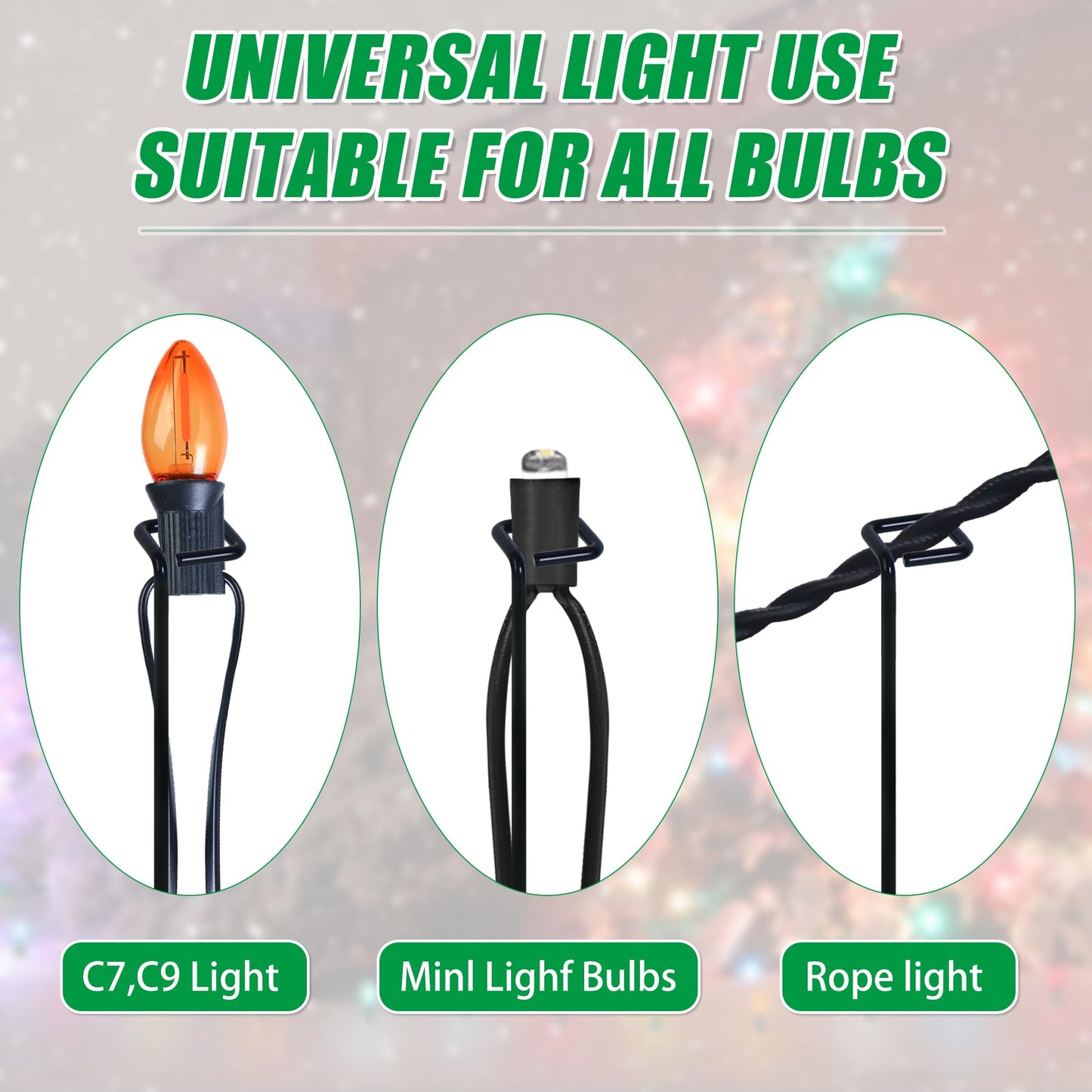 Bylion 30 Pack Metal Christmas Light Stakes - Outdoor Light Stakes - 9.8 Inch Christmas Yard Stakes for C7 C9 Universal Yard Lawn Stakes for Holiday Lights Use on Garden Lawn Patio Path Walkway