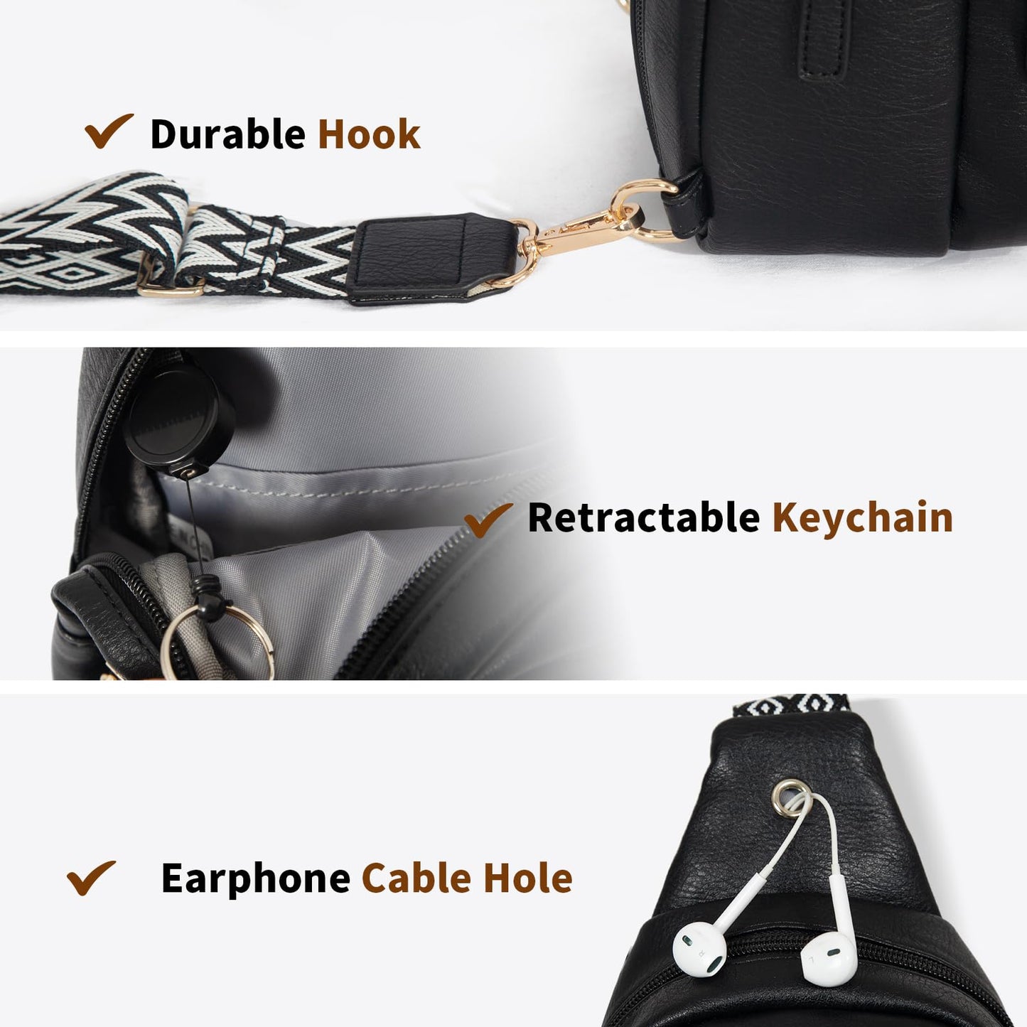 OSOCE Crossbody Bags for Women Sling Bag Anti Theft PU Leather Travel Chest Purse Small Adjustable Strap Fits Large Phone
