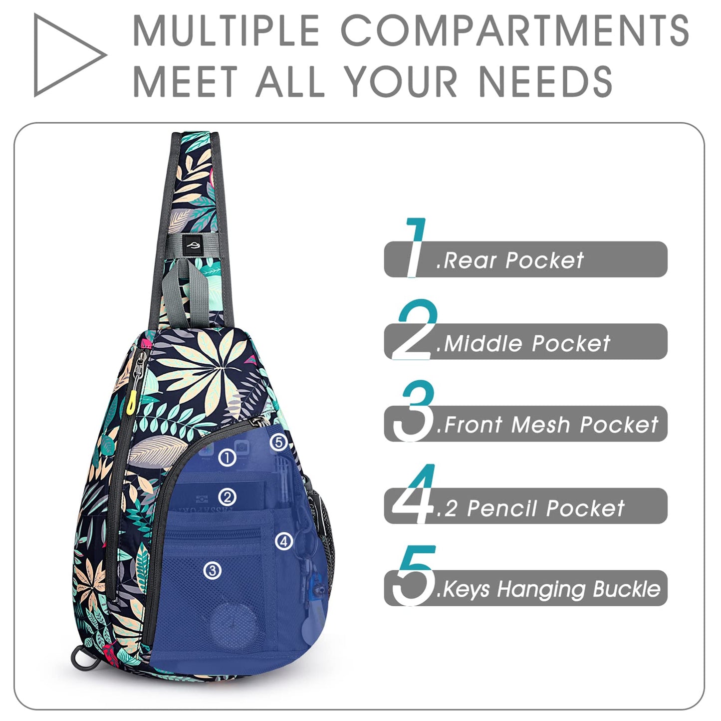 G4Free RFID Sling Bag Crossbody Backpack Casual Chest Shoulder Daypack Gym Bag for Hiking Travel 7L
