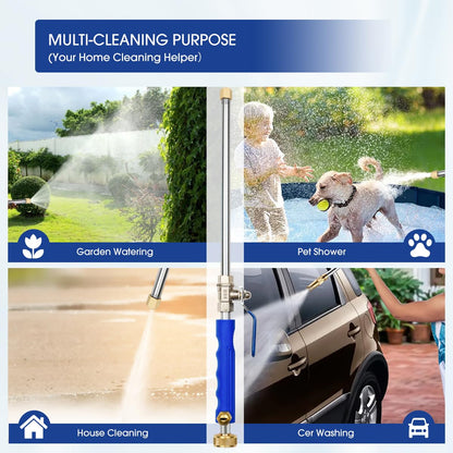 Yiliaw High Pressure Power Washer Wand With 3 Sprayer Nozzle, 38 Inch Garden Hose Nozzle Sprayer Flexible Watering Wand for Gutter Patio Car Pet Plants Window Cleaning Tool (Blue)