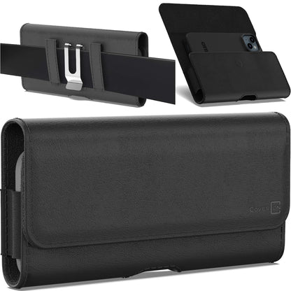 CoverON Holster for Motorola Moto G Power/G Play/Moto G/G36 G06 G57 Pure G05 G15 G100 2026 2025 2024 2023 Cell Phone Case Belt Clip Magnetic Carrying Leather Pouch (Fits with Otterbox or Case on)