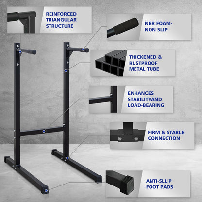 MIUDGIG Steel Frame Dip Station, Multifunctional Dip Station Workout Home Gym Fitness Equipment, Heavy Duty Dip Bar for Triceps, Push & Pull Ups, Leg Raises, 500 Pound Weight Capacity