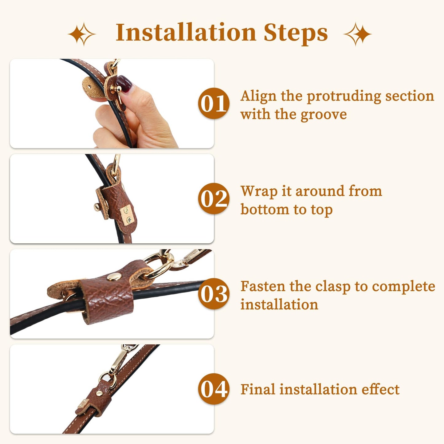 Dukrouk Straps Compatible with Dooney and Bourke Accessories-Genuine Leather,Adjustable Replacement Strap,Brown