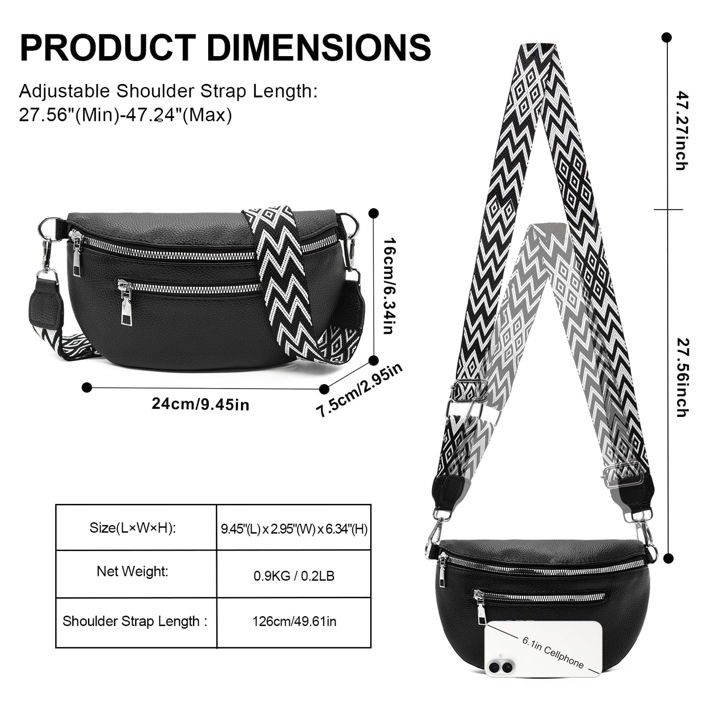 Long Keeper Crossbody Bags for Women Vegan Leather Trendy Sling Chest Bag with Adjustable Wide Strap Small Travel Fanny Pack (Silver)