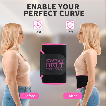 Lisacool Waist Trainer for Women Lower Belly Fat,Waist Sweat Band for Women,Belly Band Tummy Control & Workout Waist Trimmer Black/Pink