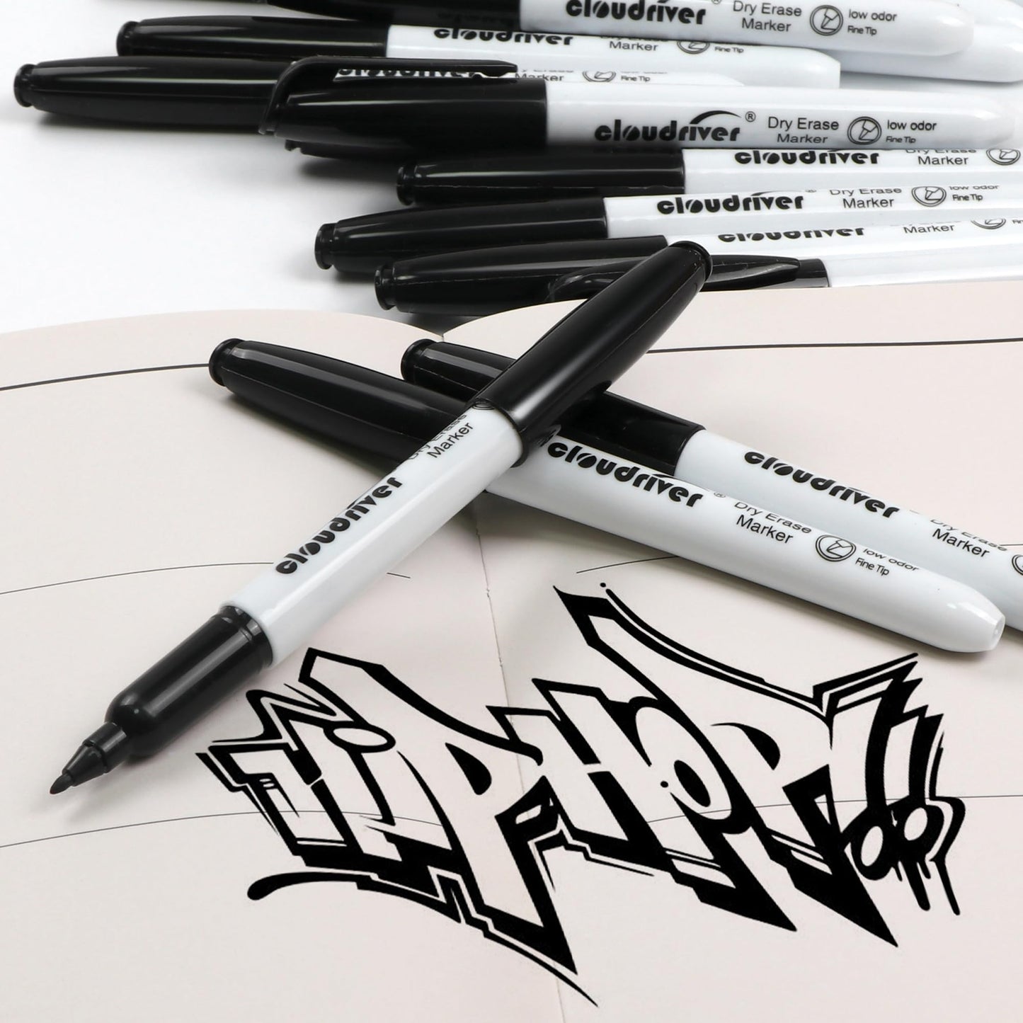 cloudriver Dry Erase Markers Ulta Fine Tip, 72 Pack Black Whiteboard Marker, 0.7mm, Low Odor, For Office And Home