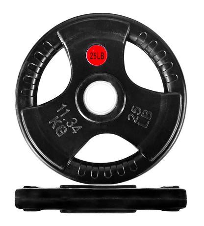 Olympic 2-Inch Cast Iron Plate Weight Plate for Strength Training and Weightlifting, Rubber Coated Style, 25LB Pair