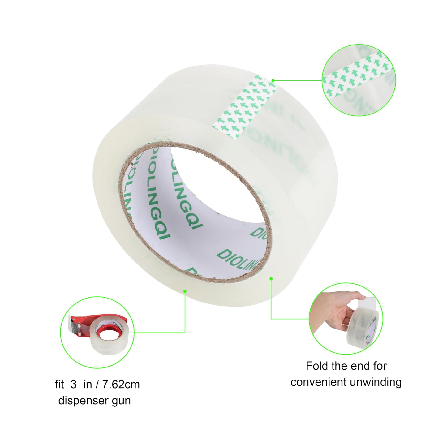 DIOLINGQI 36 Rolls 55 Yards Roll, Total 1980 Yards Clear Heavy Duty Packing Tape for Shipping Packaging Moving Sealing, 2.8 mil Thick, 1.88 inches Wide